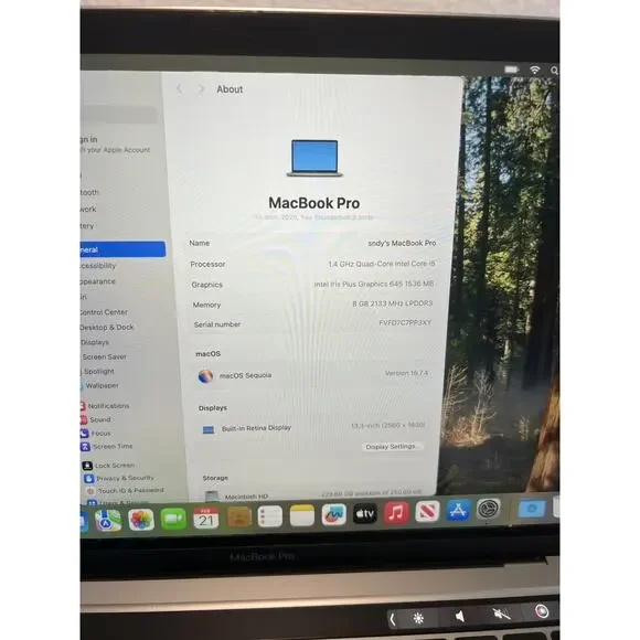 Apple MacBook Pro 13 Silver Touch Bar 2020 Intel Core I5, 8GB RAM, 250GB SSD